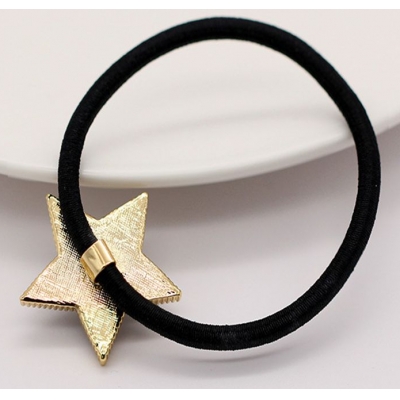 Trendy design black five star simple elastic rubber hair bands